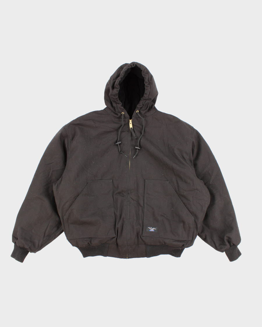 Men's Black Wallo Work Wear Hooded Zip-up Jacket - XXL