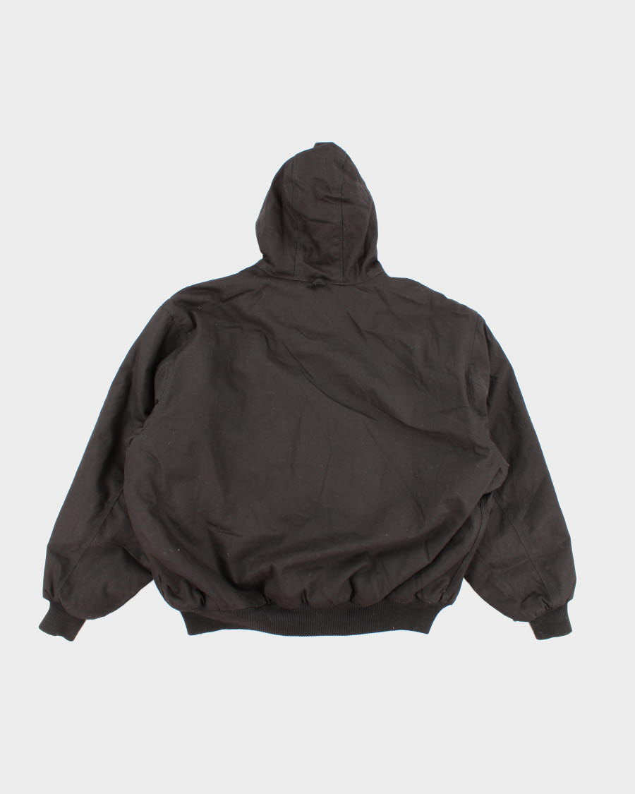 Men's Black Wallo Work Wear Hooded Zip-up Jacket - XXL