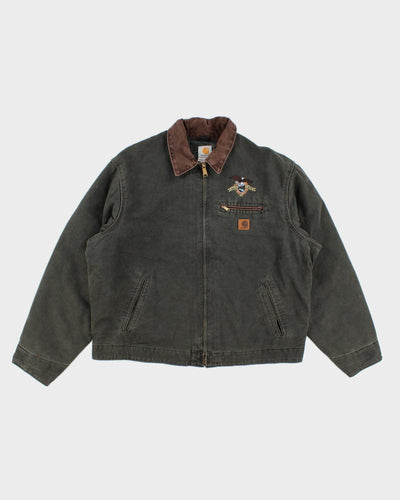 Vintage Men's Green Carhartt Fleece Lined Detroit Jacket - XL