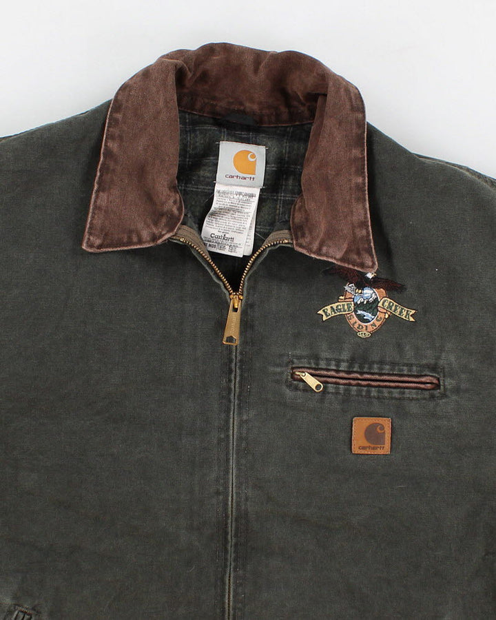 Vintage Men's Green Carhartt Fleece Lined Detroit Jacket - XL