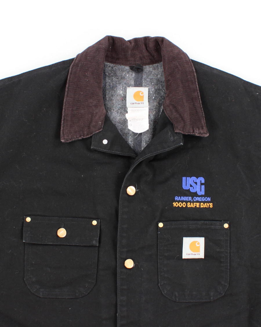 Vintage Men's Black Fleeced Lined Collard Carhartt Jacket - XXXL