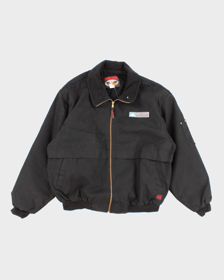 Vintage men's Black Tough Duck Fleeced Lined Zip-up Jacket - XL