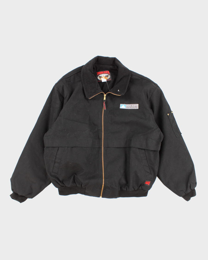 Vintage men's Black Tough Duck Fleeced Lined Zip-up Jacket - XL