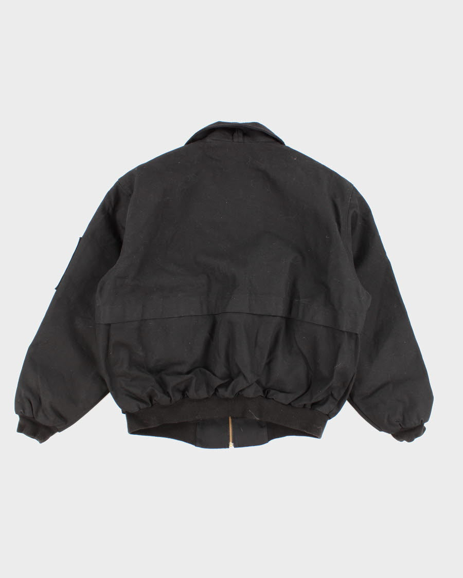 Vintage men's Black Tough Duck Fleeced Lined Zip-up Jacket - XL