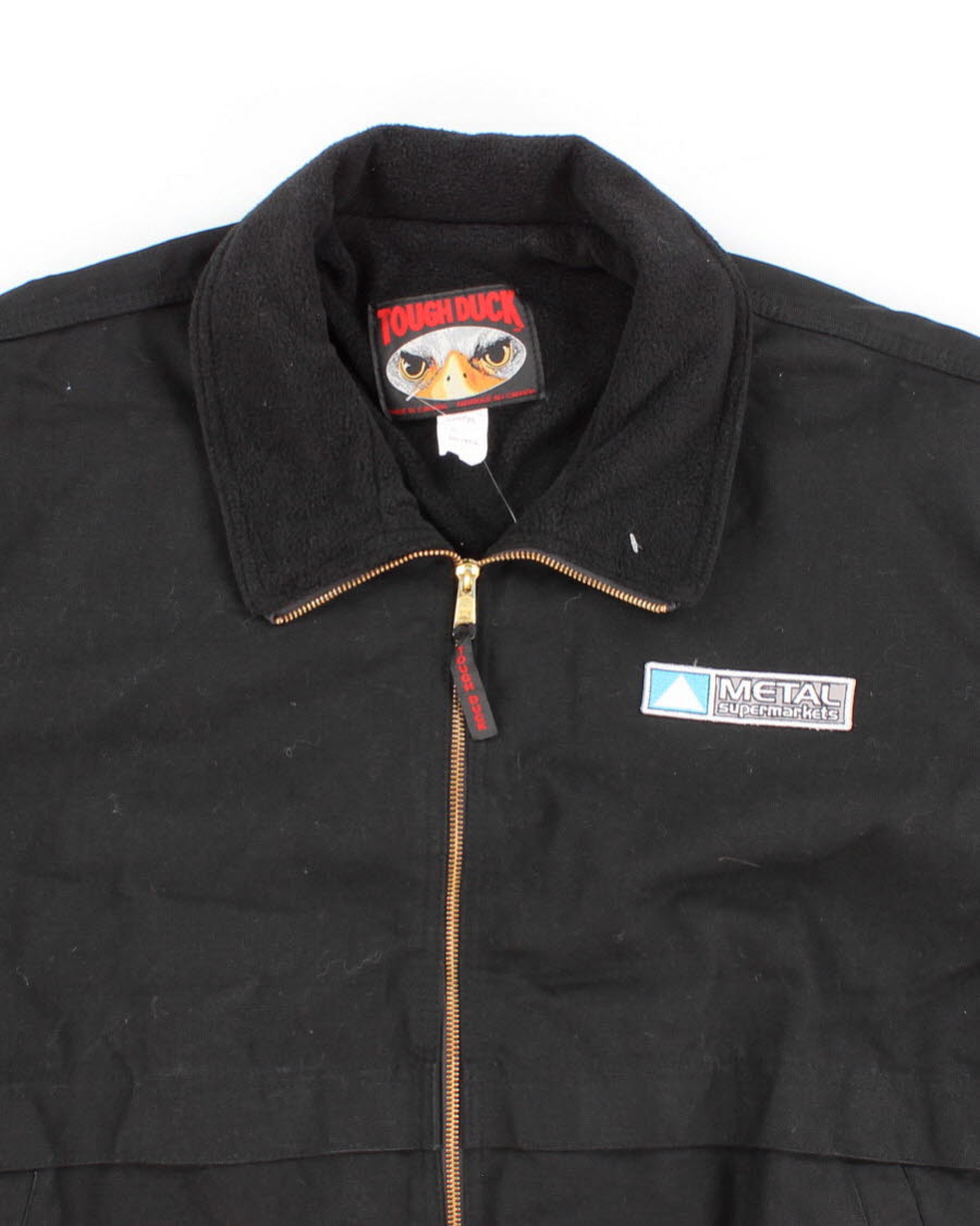 Vintage men's Black Tough Duck Fleeced Lined Zip-up Jacket - XL