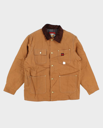 Vintage men's Tan Tough Duck Fleeced Lined Zip-up Jacket - L