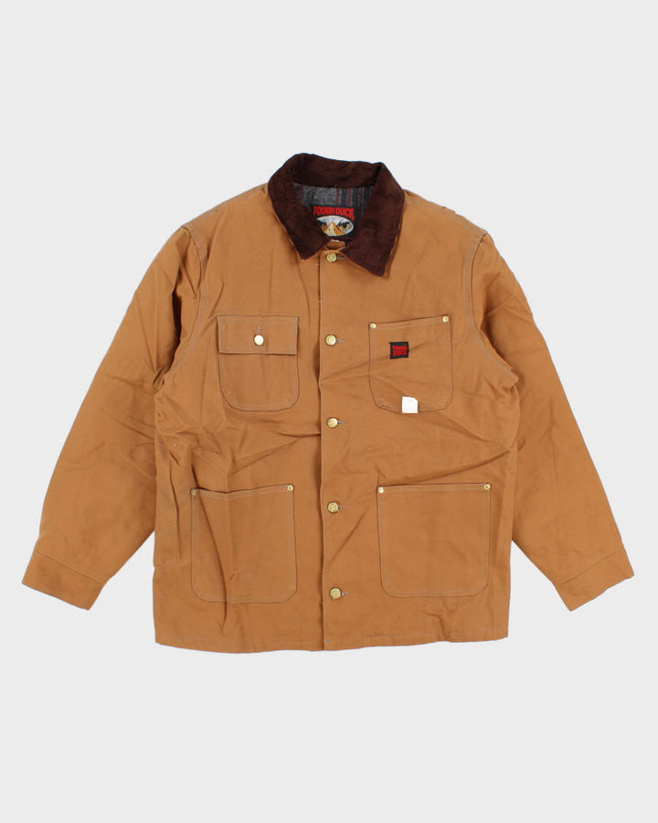 Vintage men's Tan Tough Duck Fleeced Lined Zip-up Jacket - L