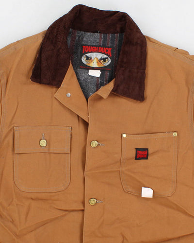 Vintage men's Tan Tough Duck Fleeced Lined Zip-up Jacket - L