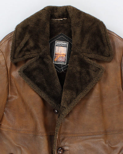 Vintage 70s Mighty Mac Fleece Lined Leather Coat - L