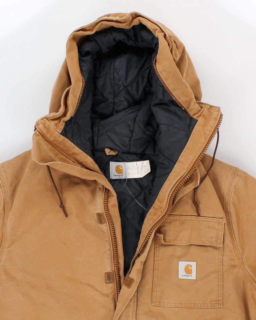 Vintage Carhartt High Neck Hooded Work Wear Jacket - XL