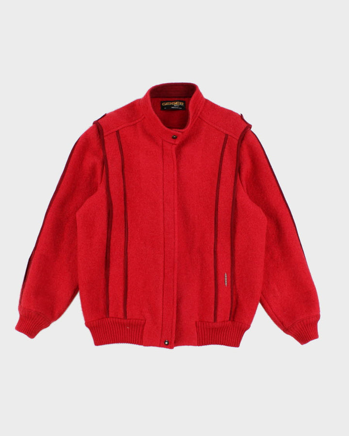 Vintage men's Geiger Red wool  Zip Up Jacket - M