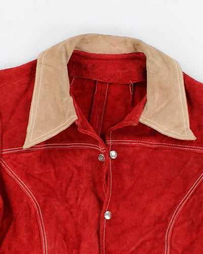 Vintage 1960s Mod Suede Red And Cream Suede Jacket - S