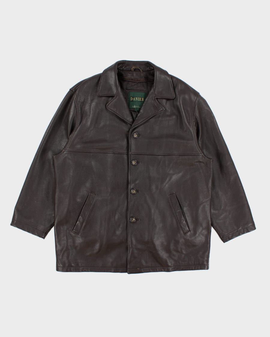 Vintage Men's Danier Brown Long Leather coat - XL