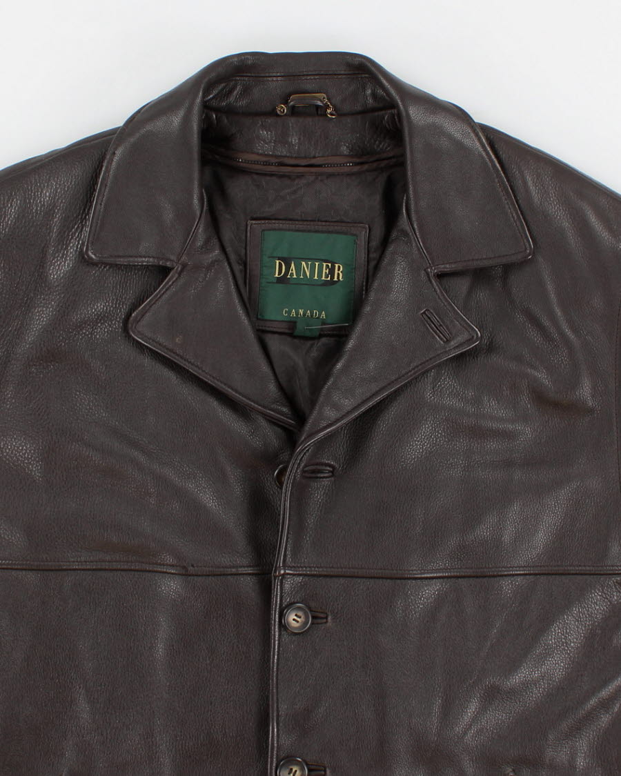 Vintage Men's Danier Brown Long Leather coat - XL