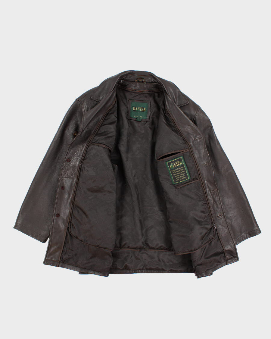 Vintage Men's Danier Brown Long Leather coat - XL