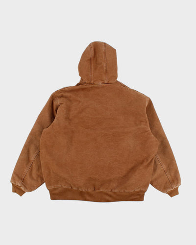 Vintage Men's tan Zip Up Hooded Fleeced Lined Carhartt Jacket - XL