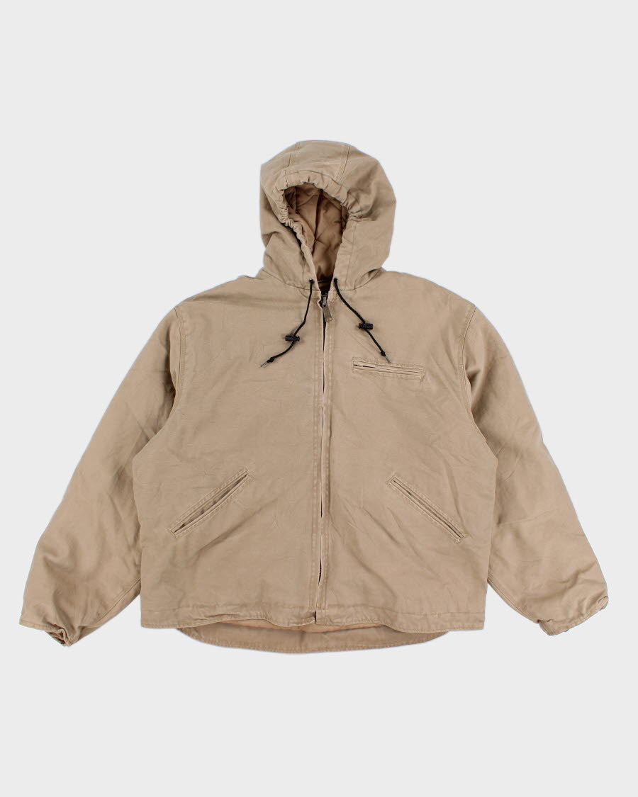 Men's Tan Quilted lined, Hooded Workwear Jacket - XL