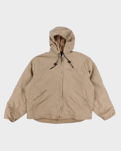 Men's Tan Quilted lined, Hooded Workwear Jacket - XL