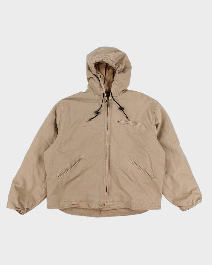 Men's Tan Quilted lined, Hooded Workwear Jacket - XL