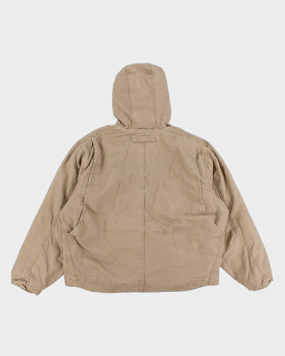 Men's Tan Quilted lined, Hooded Workwear Jacket - XL