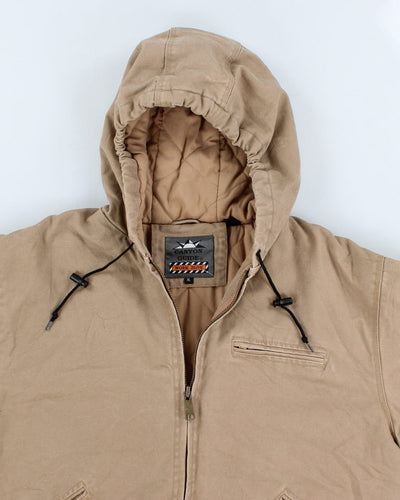 Men's Tan Quilted lined, Hooded Workwear Jacket - XL