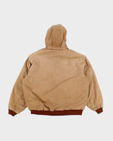 Vintage Men's Tan Fleeced Lined Hooded zip up Carhartt Jacket - XL