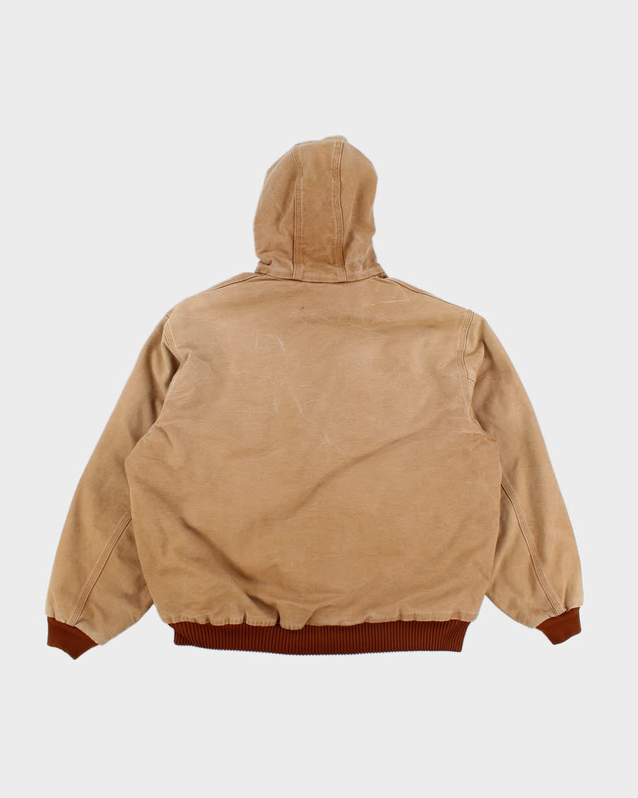 Vintage Men's Tan Fleeced Lined Hooded zip up Carhartt Jacket - XL