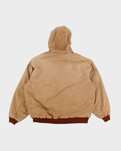 Vintage Men's Tan Fleeced Lined Hooded zip up Carhartt Jacket - XL