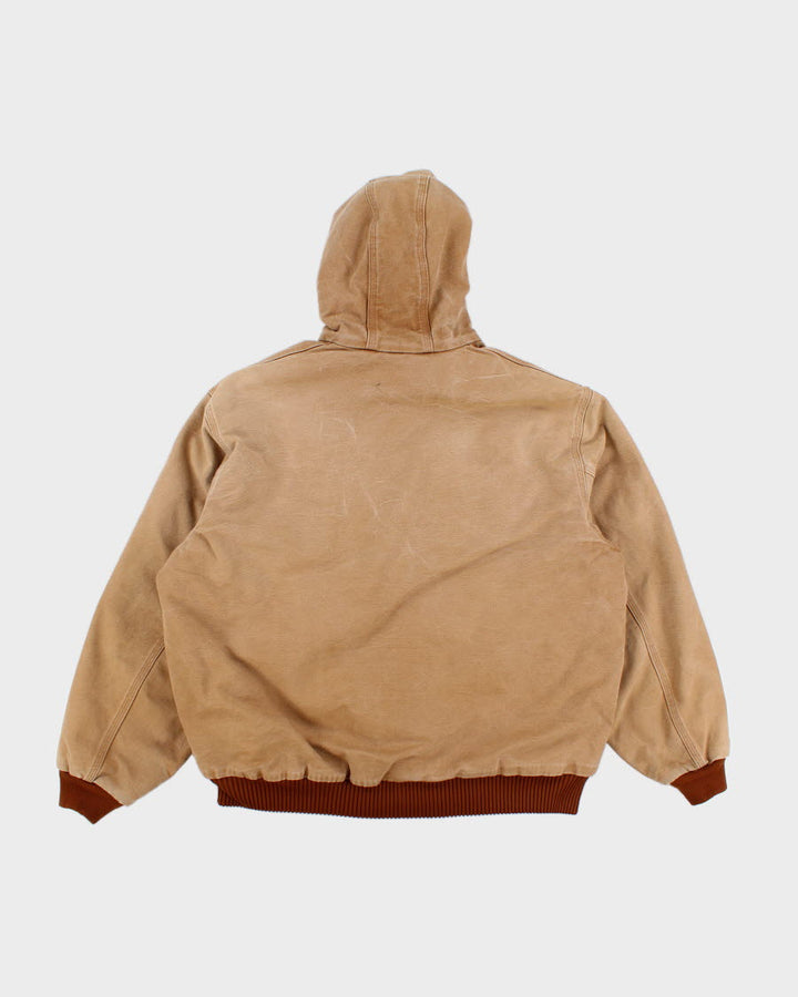 Vintage Men's Tan Fleeced Lined Hooded zip up Carhartt Jacket - XL