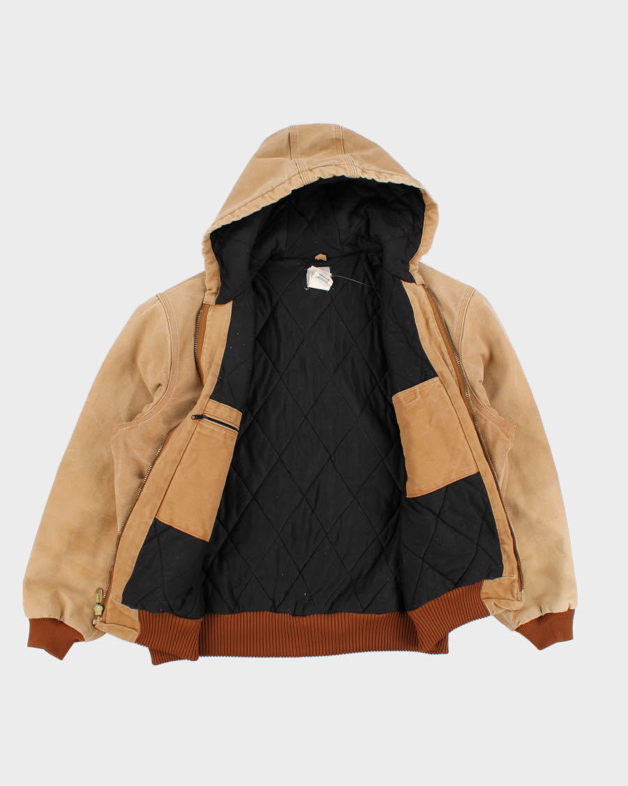 Vintage Men's Tan Fleeced Lined Hooded zip up Carhartt Jacket - XL