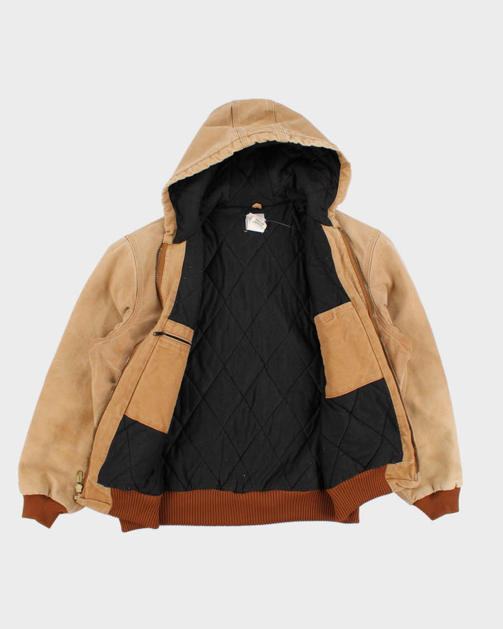 Vintage Men's Tan Fleeced Lined Hooded zip up Carhartt Jacket - XL