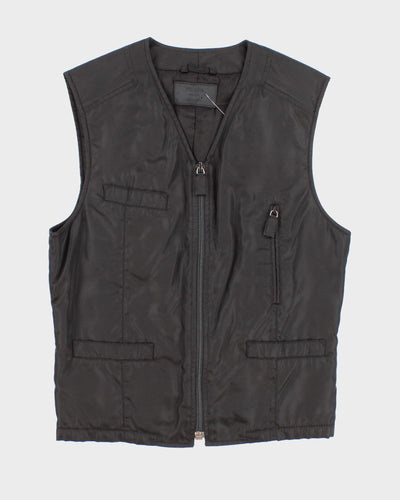 Mens Black Nylon Prada Zip Up Vest - S