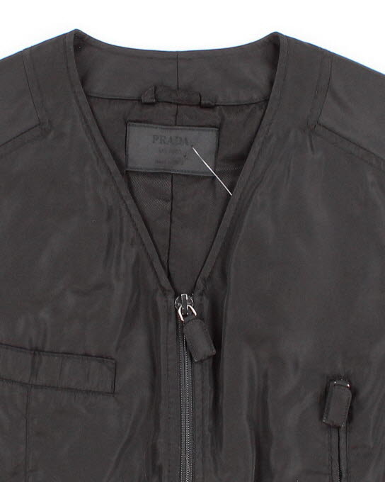 Mens Black Nylon Prada Zip Up Vest - S