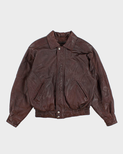 Men's Vintage Brown Leather bomber Jacket - S