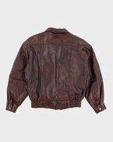 Men's Vintage Brown Leather bomber Jacket - S