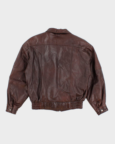 Men's Vintage Brown Leather bomber Jacket - S