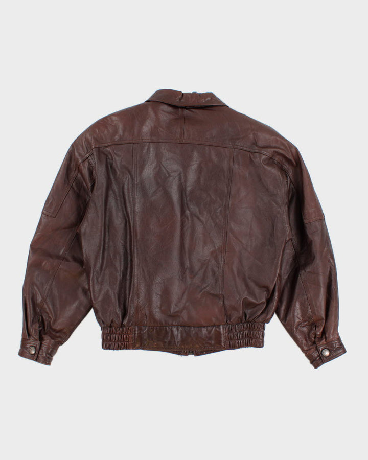 Men's Vintage Brown Leather bomber Jacket - S