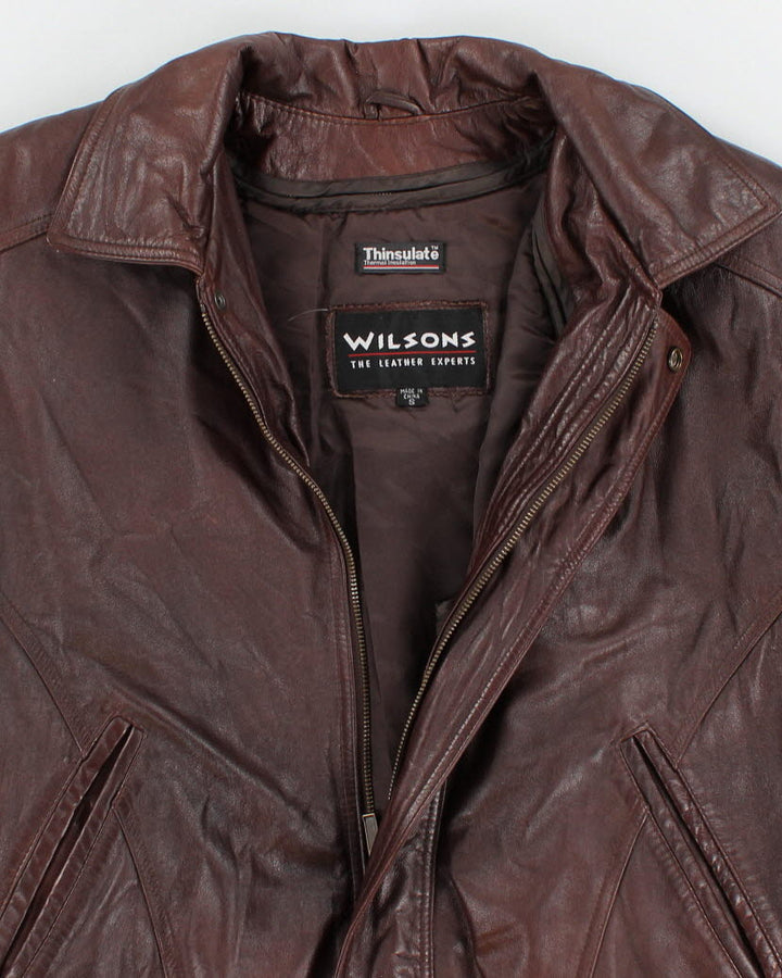 Men's Vintage Brown Leather bomber Jacket - S