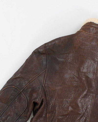 Men's Vintage Brown leather aviator style jacket - M