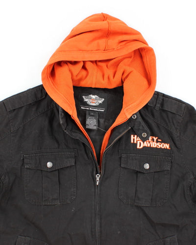 Mens Black Harley Davidson Hooded Jacket -  XXL