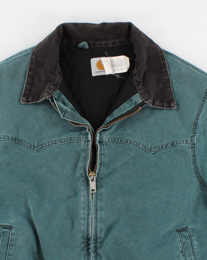 Vintage Carhartt Fleece Lined Green Work Wear Jacket - XL