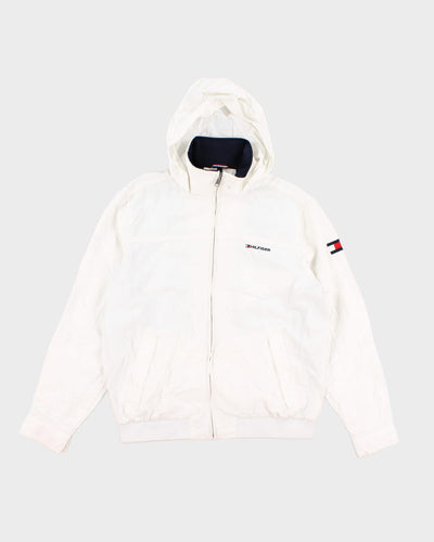 00s Tommy Hilfiger White Hooded Windbreaker - M