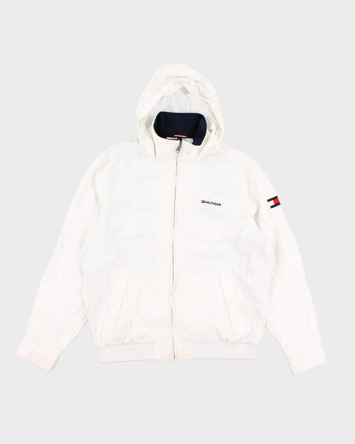 00s Tommy Hilfiger White Hooded Windbreaker - M