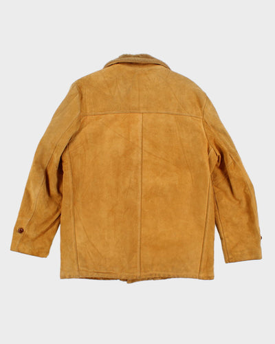 Men's Vintage Tan Suede Fleeced Lined Coat - L