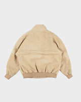 Men's Vintage Tan Suede Zip Up Bomber Jacket - L