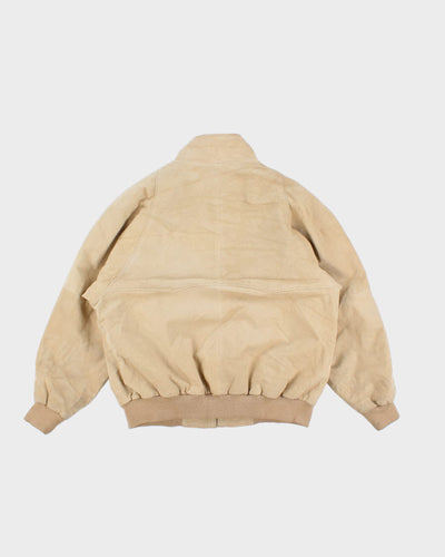 Men's Vintage Tan Suede Zip Up Bomber Jacket - L