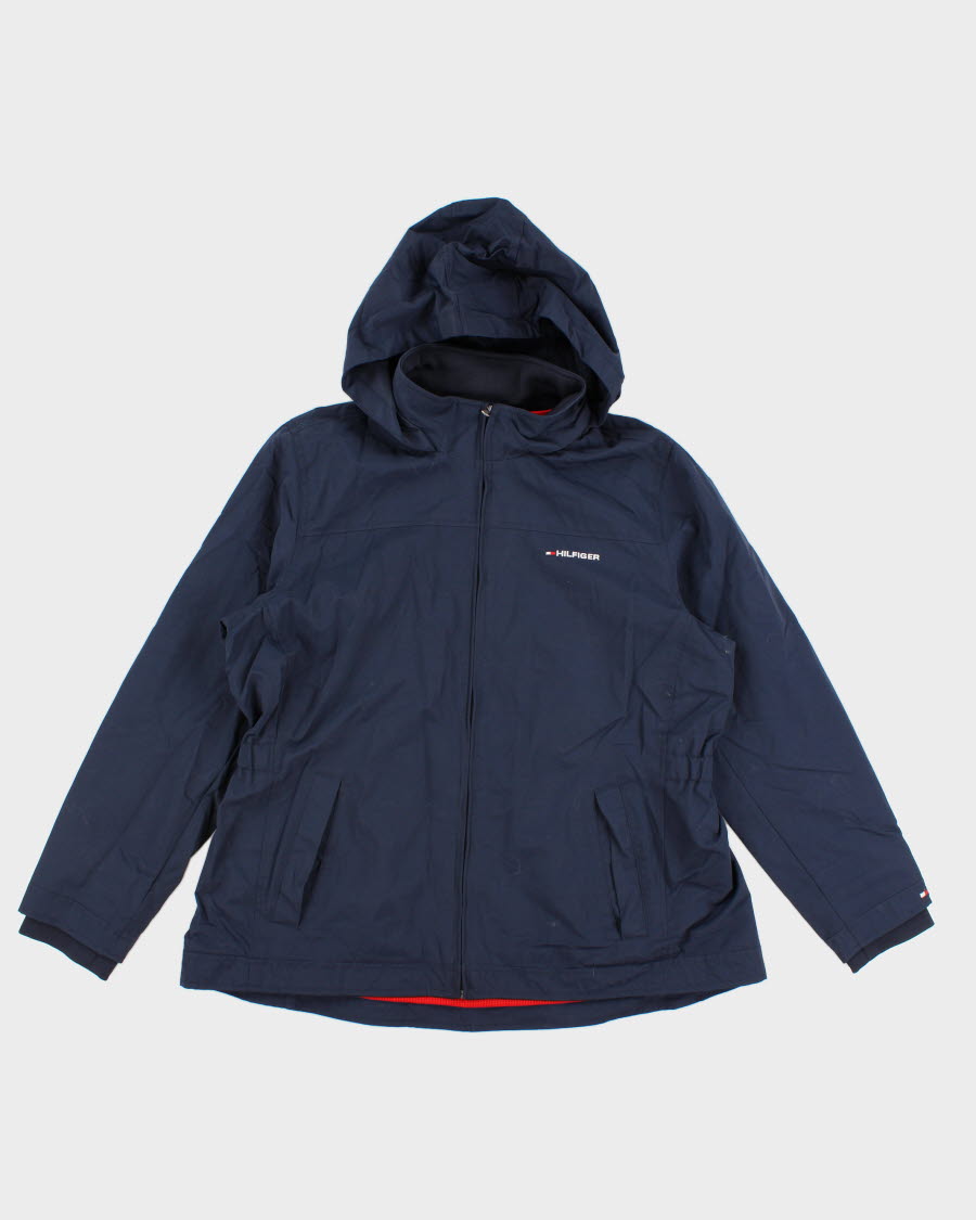 00s Tommy Hilfiger Navy Hooded Windbreaker - XXL