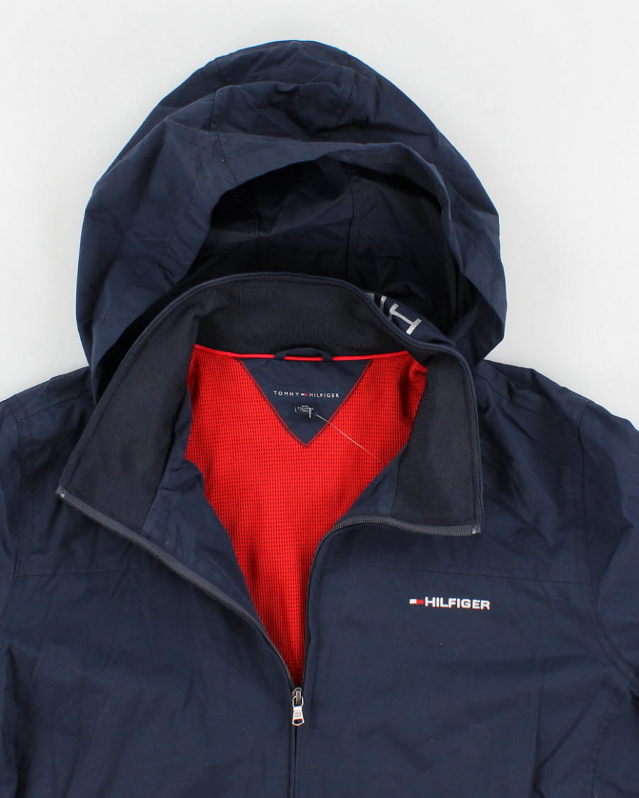 00s Tommy Hilfiger Navy Hooded Windbreaker - XXL