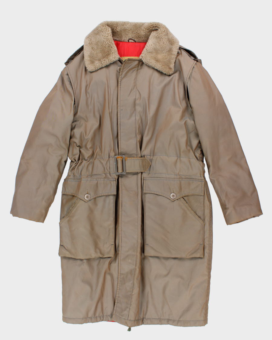 Vintage 80s Men's Telescopic Beige Canadian Military Coat - L