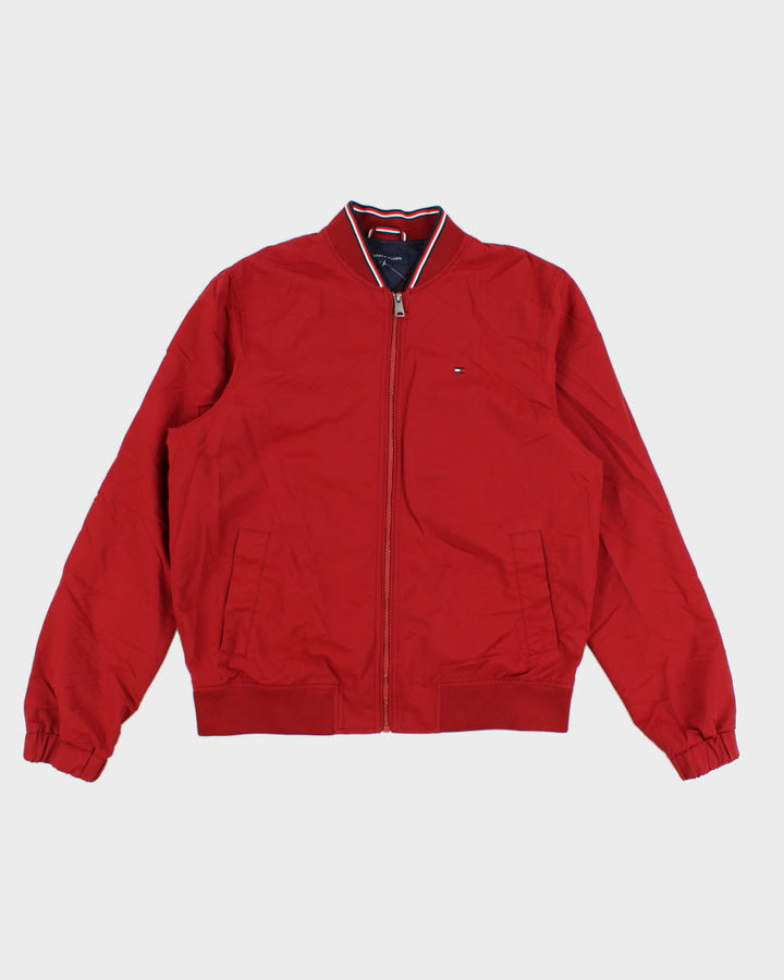 Tommy hilfiger red bomber jacket new arrivals
